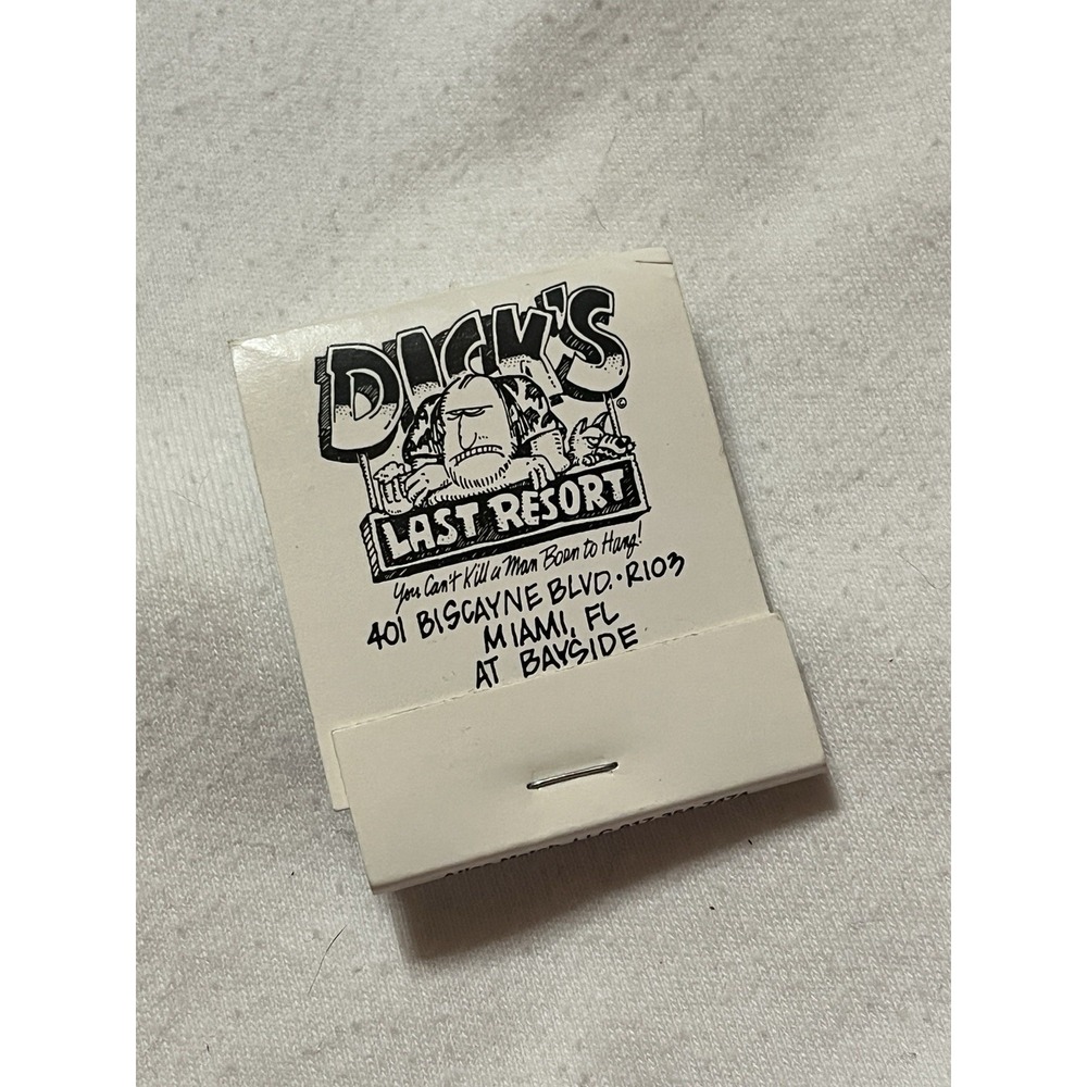 Vintage Dick's Last Resort Matchbook Miami FL Bayside Advertising Novelty Humor